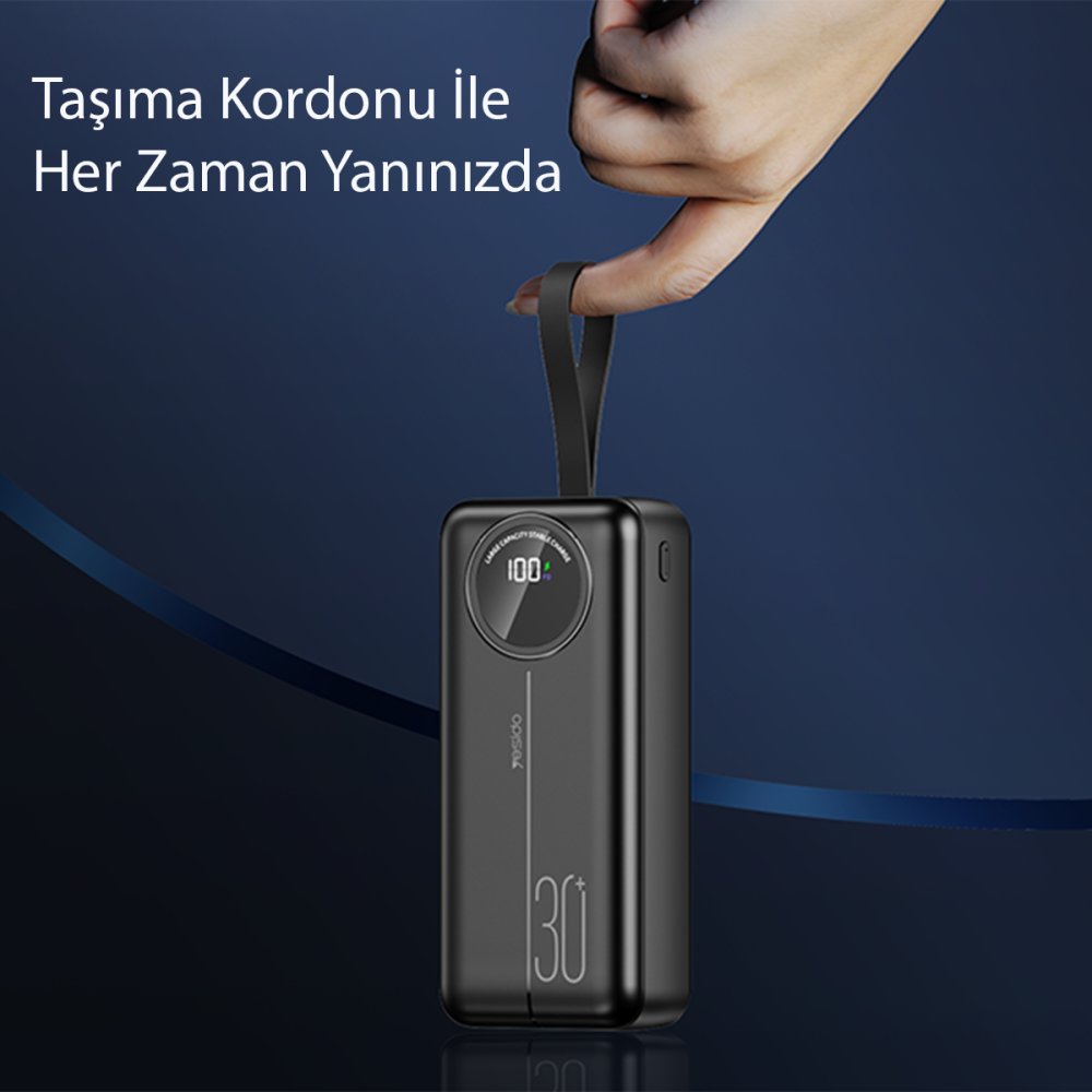 Yesido YP44 50.000 mAh Dijital Göstergeli USB3.0 PD Hızlı Şarj Powerbank - Siyah