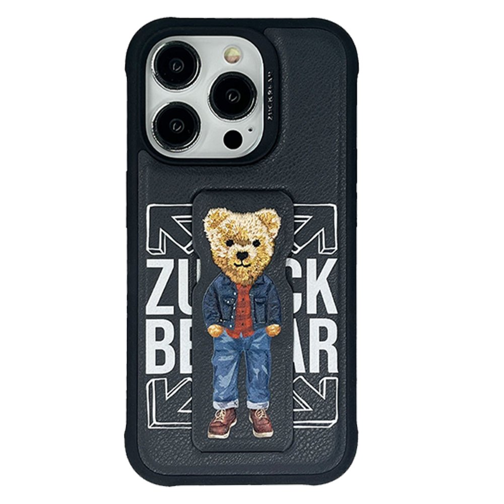 ZuckBear iPhone 15 Pro Claude Standlı Kapak - Siyah