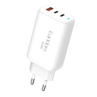 Earldom EU26C 2 Adet 65W Type-C ve 1 Adet 30W USB 3.0 Çıkışlı Ekstra Type-C to Type-C Kablolu GAN Şarj Cihazı - Beyaz