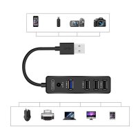 Earldom HUB07 Tak Çalıştır 3 Adet Usb 2.0 ve 1 Adet Usb 3.0 Çıkışlı Usb Çoklayıcı - Siyah