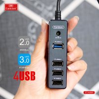 Earldom HUB07 Tak Çalıştır 3 Adet Usb 2.0 ve 1 Adet Usb 3.0 Çıkışlı Usb Çoklayıcı - Siyah