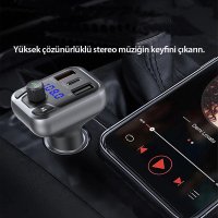 Earldom M63 Bluetooth USB3.0 ve Type C PD Hızlı Şarj FM Transmitter - Siyah