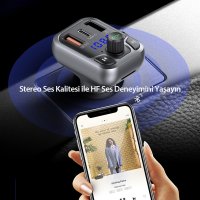 Earldom M63 Bluetooth USB3.0 ve Type C PD Hızlı Şarj FM Transmitter - Siyah