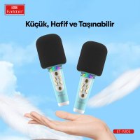 Earldom MC6 Led Işıklı Karaoke Mikrofon - Mavi