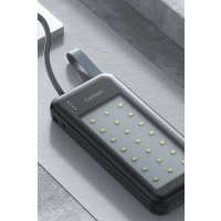 Earldom PB48 10.000 mAh 10W Led Işıklı 3in1 Dahili Kablolu Powerbank - Siyah