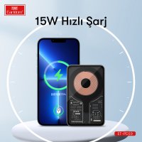 Earldom PD19 5.000 mAh Kablosuz Şarjlı Standlı PD Hızlı Şarj Powerbank - Siyah