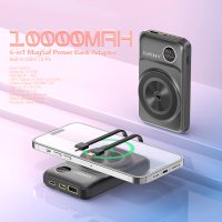 Earldom PD28 10.000 mAh 22.5W Kablosuz Şarjlı Dijital Göstergeli PD Hızlı Şarj Mini Powerbank - Mor