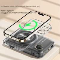 Earldom PD28 10.000 mAh 22.5W Kablosuz Şarjlı Dijital Göstergeli PD Hızlı Şarj Mini Powerbank - Mor