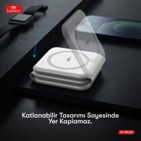 Earldom WC20 3in1 Katlanabilir Masaüstü Kablosuz Şarj Standı - Beyaz