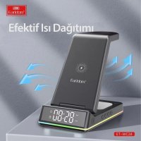 Earldom WC34 5in1 15W Dijital Saatli Magsafe Masaüstü Kablosuz Şarj Standı - Siyah