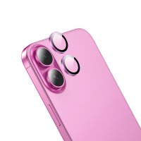 Hoco iPhone 16 3D Metal Frame Kamera Lens - Pembe