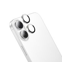 Hoco iPhone 16 Plus 3D Metal Frame Kamera Lens - Gümüş