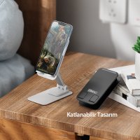 Hoco PH50 Ayarlanabilir Katlanabilir Masaüstü Telefon Tablet Tutucu - Beyaz