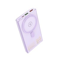 Hoco Q22 Taurus 22.5W PD 20W Magsafe Dijital Ekranlı Powerbank - Mor