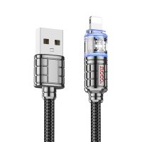 Hoco U122 1.2M Lantern USB to Lightning Şarj Data Kablosu - Siyah