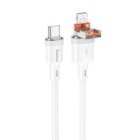 Hoco U131 1.2M 2in1 USB ve Type-C to Type-C Şarj Data Kablosu - Beyaz