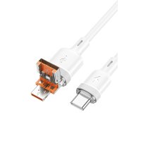 Hoco U131 1.2M 2in1 USB ve Type-C to Type-C Şarj Data Kablosu - Beyaz