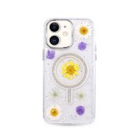 Newface iPhone 11 Flower Magsafe Kapak - Sarı