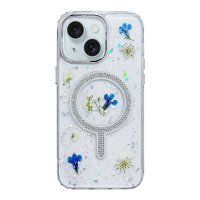 Newface iPhone 14 Flower Magsafe Kapak - Mavi