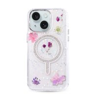 Newface iPhone 15 Flower Magsafe Kapak - Mor