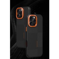 Joko iPhone 15 Orange Karbon Magsafe Kapak - Gri