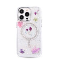 Newface iPhone 15 Pro Flower Magsafe Kapak - Mor