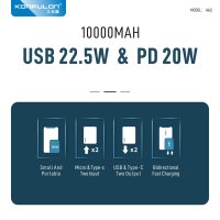 Konfulon A6Q 22.5W Usb 3.0 ve 20W Type-C Çıkışlı 10.000 mAh PD Powerbank - Beyaz