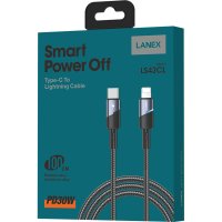 Lanex LS42CL 1M 30W Hasırlı Type-C to Lightning PD Hızlı Şarj Kablosu - Siyah