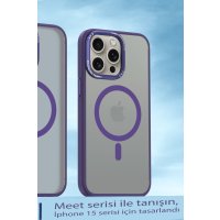 Movenchy iPhone 15 Pro Kılıf Radyant Magsafe Kapak - Derin Mor