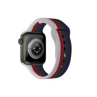 Newface Apple Watch 38mm Gökkuşağı Org Kordon - Beyaz-Lacivert