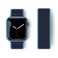 Newface Apple Watch 41mm Hasırlı Cırtcırtlı Kordon - Mavi-Lacivert