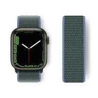 Newface Apple Watch 38mm Hasırlı Cırtcırtlı Kordon - Mavi-Yeşil