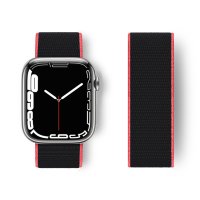 Newface Apple Watch 38mm Hasırlı Cırtcırtlı Kordon - Pembe-Siyah