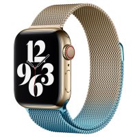 Newface Apple Watch 38mm Metal Mıknatıslı Kordon - Metalik Gold-Mavi