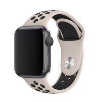 Newface Apple Watch 41mm Spor Delikli Kordon - Açık Gri-Siyah