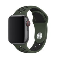 Newface Apple Watch 38mm Spor Delikli Kordon - Haki Yeşil-Siyah