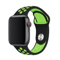 Newface Apple Watch 38mm Spor Delikli Kordon - Siyah-Yeşil