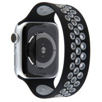 Newface Apple Watch 42mm Ayarlı Delikli Silikon Kordon - Siyah-Gri