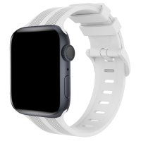 Newface Apple Watch 42mm KR408 Çizgili Silikon Kordon - Beyaz