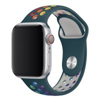 Newface Apple Watch 42mm Spor Delikli Gökkuşağı Kordon - Lacivert