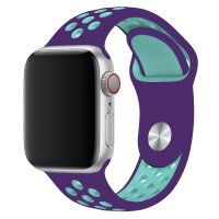 Newface Apple Watch 44mm Spor Delikli Kordon - Mor-Yeşil