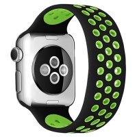 Newface Apple Watch 44mm Ayarlı Delikli Silikon Kordon - Siyah-Yeşil