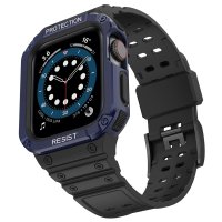 Newface Apple Watch 44mm KR401 Silikon Kordon - Siyah-Mavi