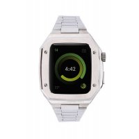 Newface Apple Watch 45mm Metal Petek Kasalı Kordon - Gümüş