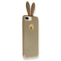 Newface iPhone X Kılıf Rabbit Simli Silikon - Gold