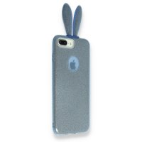 Newface iPhone XS Kılıf Rabbit Simli Silikon - Turkuaz