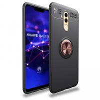 Newface Huawei Mate 20 Lite Kılıf Range Yüzüklü Silikon - Siyah-Gold