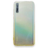 Newface Huawei Y8P Kılıf Lüx Çift Renkli Silikon - Sarı