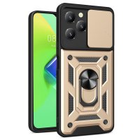 Newface İnfinix Hot 40 Pro Kılıf Pars Lens Yüzüklü Silikon - Gold