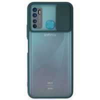 Newface İnfinix Hot 9 Kılıf Palm Buzlu Kamera Sürgülü Silikon - Yeşil